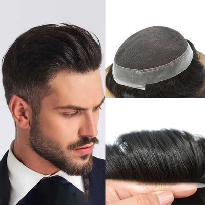 Toupee For Men Hair Pieces Real Human Hair Swiss Lace Men's Toupee European Human Hair Units For Men Hairpieces Hair Systems6x8-100% density#2 DARKEST BROWN