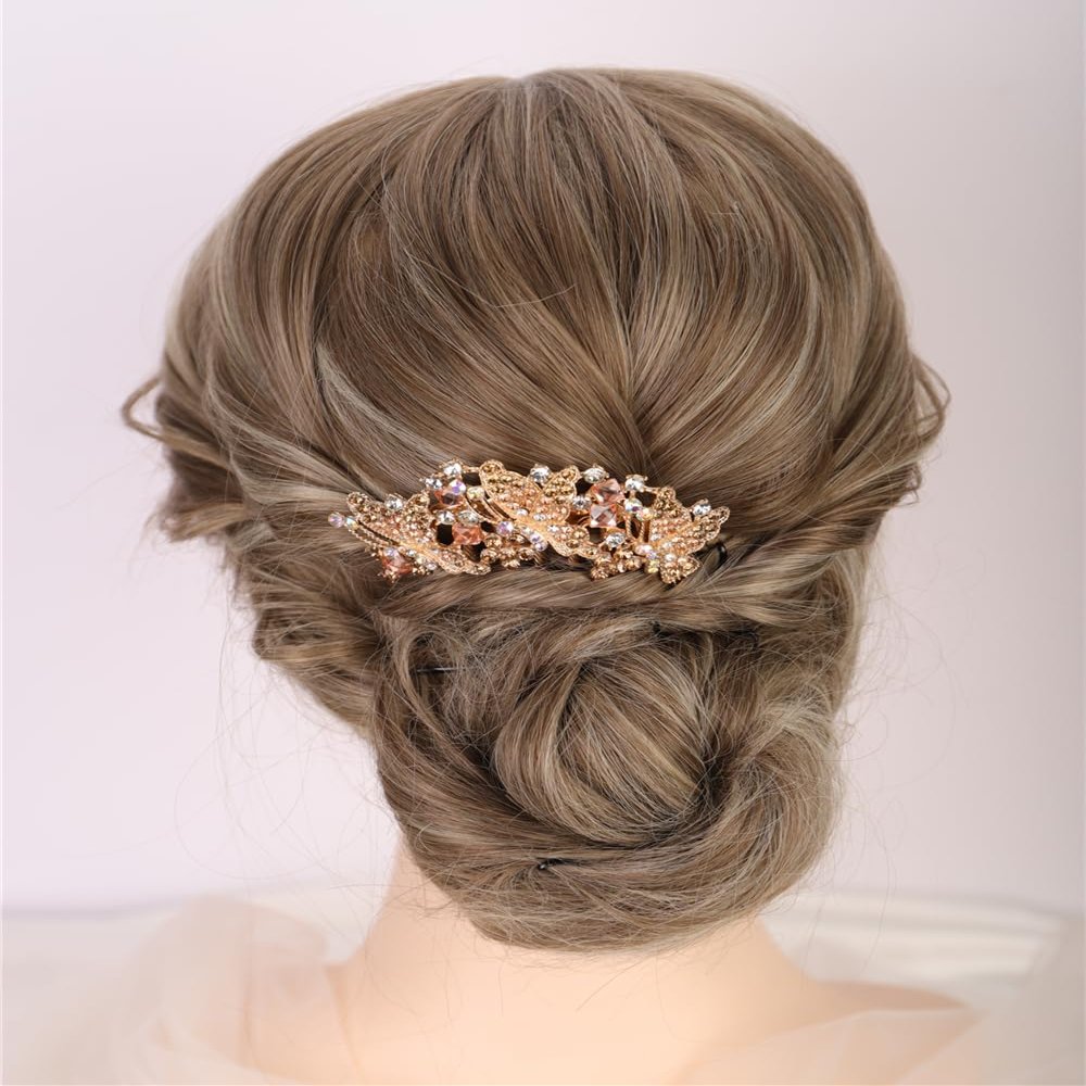Aimimier Dainty Butterfly Crystal Hair Comb 3 Butterflies Hair Side Comb Sparkly Rhinestone Long Teeth Hair Piece Marquise Wedding Bridal Hair Accessories for Women (Champagne)
