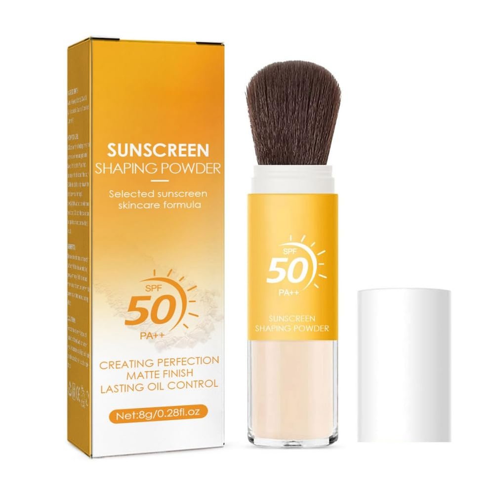 Setting Powder Sunscreen Face Powder, SPF 50, Translucent, Mineral Brush Finishing Powder, Oil Control, Spf Powder, Matte Finish Loose Powder Makeup for Women Man Cosmetic Gifts