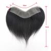 0.06mm Full PU Frontal Hairpiece For Men Toupee Natural Hairline Forehead Hair Piece Patch Invisible Seamless Ultra Thin Skin PU Human Hair Toppers Replacement Black/Brown Color (Black, 4x18inch) view 2