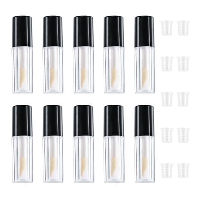10 Pack Clear Mini Lip Gloss Tubes Empty Lip Balm Containers Lip Gloss Bottles for Lipstick Samples Makeup DIY Lip Gloss Tube with Wand 1.2ml Plastic Refillable Cosmetic Container for Travel (Black)