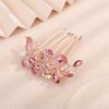 Aimimier Dainty Crystal Hair Comb Sparkly Bow Leaf Rhinestone Inlaid Hair Side Combs Vingtage Long Teeth Hair Clip Wedding Hair Accessories for Women (Pink) view 4