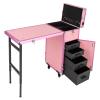 Cbhfmljd Rolling Manicure Table Makeup Train Case, Portable Nail Table Travel Cosmetic Trolley Storage Organizer Travel Nail Desk Nail Tech Travel Case with 4 Drawers Mirror & Speaker view 1