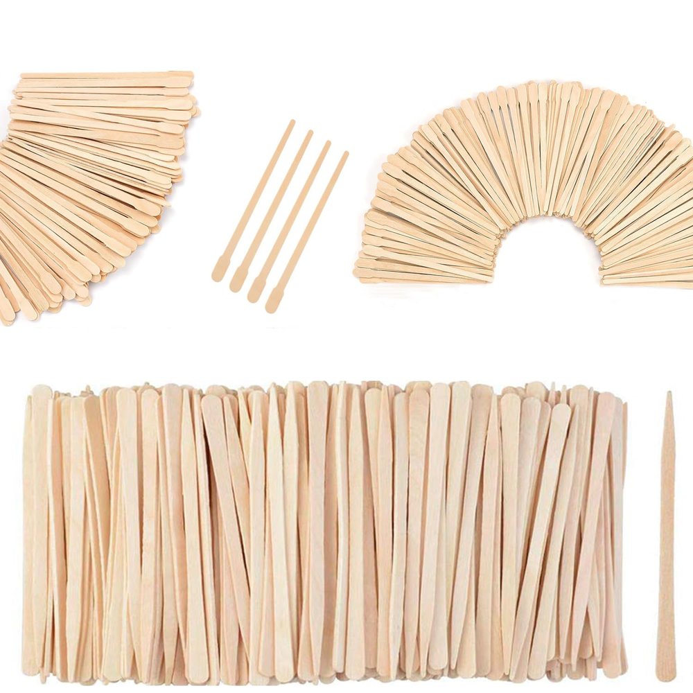 1200 Pack Wooden Waxing Sticks (Without Handle) and 1800 Pcs Wooden Eyebrow Waxing Sticks with Handle