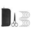 GlamorDove 10Pcs Curved Needles with Cutting Scissor Hair Curved Needles for Micro Beads Sewing Weft Extensions Hair Extensions Weaving Needles Hand Sewing Accessories Leather Canvas Repair Needles view 1
