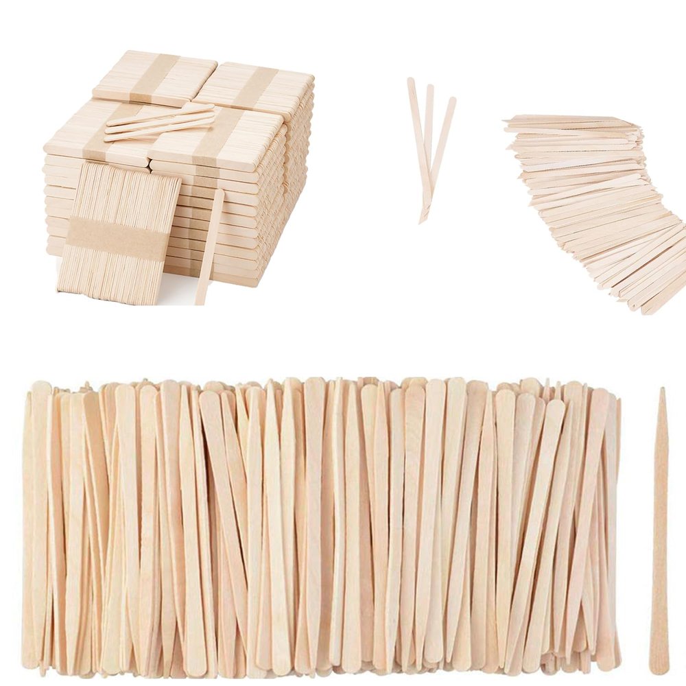 1200 Pcs Wooden Waxing Sticks (Without Handle) and 600 Pcs Wooden Eyebrow Waxing Sticks with Handle and 2400 Pcs Popsicle Sticks