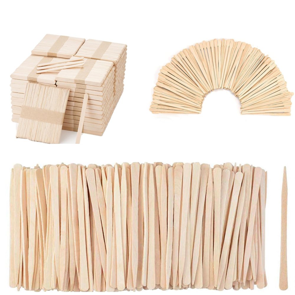 1200 Pcs Wooden Waxing Sticks (Without Handle) and 1200 Pcs Wooden Eyebrow Waxing Sticks with Handle and 2400 Pcs Popsicle Sticks