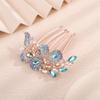 Aimimier Dainty Crystal Hair Comb Sparkly Bow Leaf Rhinestone Inlaid Hair Side Combs Vingtage Long Teeth Hair Clip Wedding Hair Accessories for Women (Blue) view 4