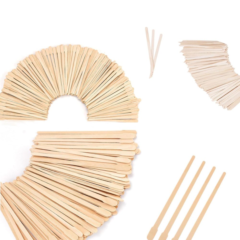 1800 Pcs Wooden Eyebrow Waxing Sticks with Handle and 1200Pcs Wooden Wax Sticks (Slanted Handle)
