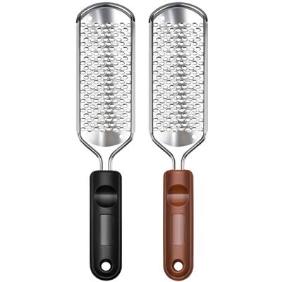 2 Pcs Foot Files Callus Remover, Stainless Steel Professional Pedicure Foot Rasp Scrubber Foot Care Tools to Removes Hard Skin Corns for Dry and Wet Fee