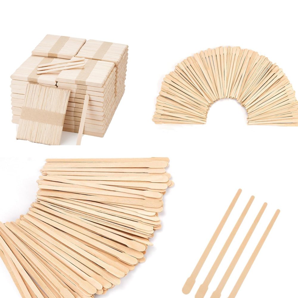 1800 Pcs Wooden Eyebrow Waxing Sticks with Handle and 2400 Pcs Popsicle Sticks for Crafts