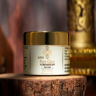 ALFILIX Shata Dhauta Ghrita  100x Washed Ghee Moisturizer | Ayurvedic Night Cream for Dry Skin & Wrinkles | Natural Face Cream for Deep Hydration & Skin Repair (5.25Fluid Ounces, Vanilla)