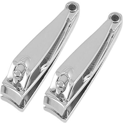 2Pcs Silver Stainless Steel Nail Clipper Manicure Trimmer Tool Nail Cutter Trimmer for Fingernail Toenail Comfortable and Environmentally Fingernail and Toenail Clippers Nail Tools