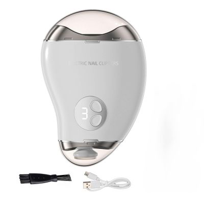 Automatic Electric Nail Clipper for Adults for Seniors 2 in 1 Electric Polishing Automatic Nail Clippers Rechargeable Nail Grinders with Led Light Polisher with Polishing for Men (White,105x75x32mm)