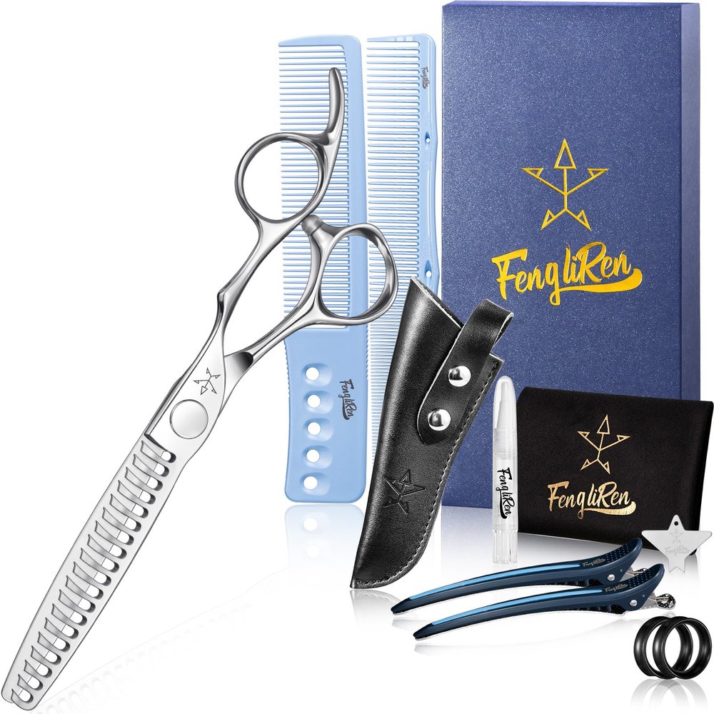 Fengliren High-end Professional Hair Cut Thinning Scissors Hair Cutting Teeth Shears Barber Hairdressing Texturizing Scissor Extremely Very Sharp 6.1 Inch Dynamic Stainless Steel Alloy For Salon& Home