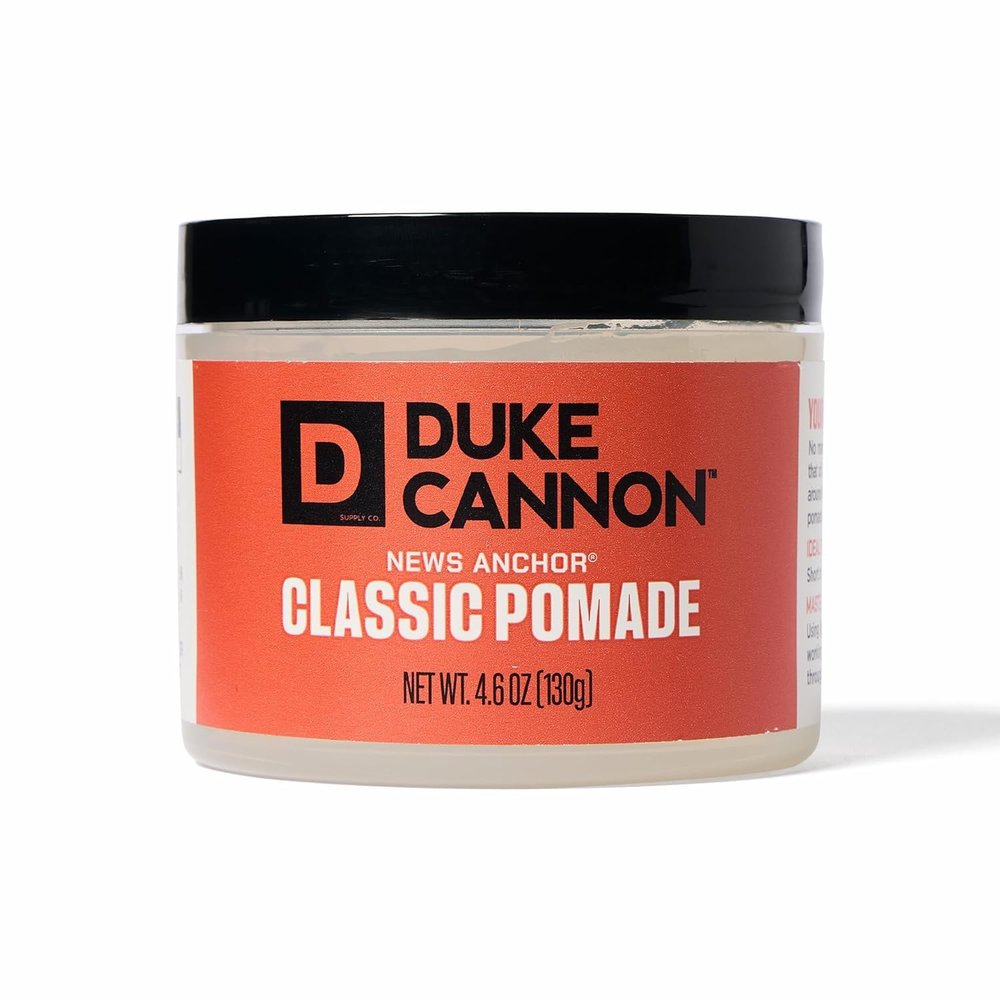 Duke Cannon Supply Co. Flexible  4.6 oz  Strong Hold, No Shine, Water-Based for Easy Washout, Adds Texture & Volume for Shorter Hairstyles (News Anchor Classic Pomade)