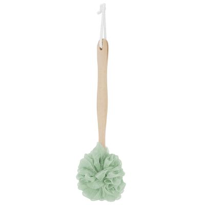5PCS Loofah Bath Brush, Shower Loofah Body Shower Brushes Back Loofah Back Scrubber Bath Sponge with Wooden Handle for Bathroom (Wooden handle-green)