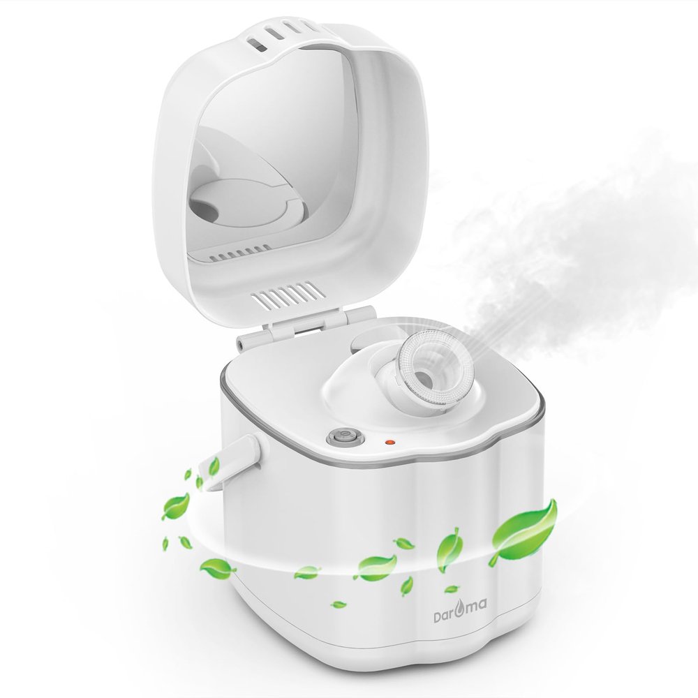 DAROMA Nano Ionic Facial Steamer with Adjustable Nozzle & Mirror - Advanced Home Spa Tool for Deep Cleansing & Hydration Support, Ideal Skincare Gift for Women