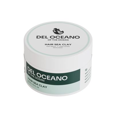 Del Ocano Hair Styling Sea Clay - Strong Hold, Matte Finish, Nourishing Formula Hair Clay for Men, Ideal for Hairstyling Medium, Messy, Fine Thinning Hair Styles, 2.7 oz