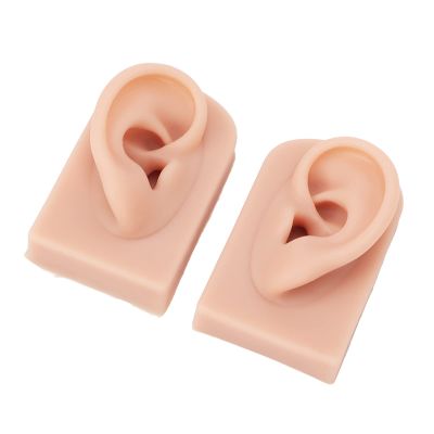 Aoaoy Silicone Ear Model, 1 Pair Flexible Soft Reusable Simulated Human Skin Silicone Piercing Model (2)