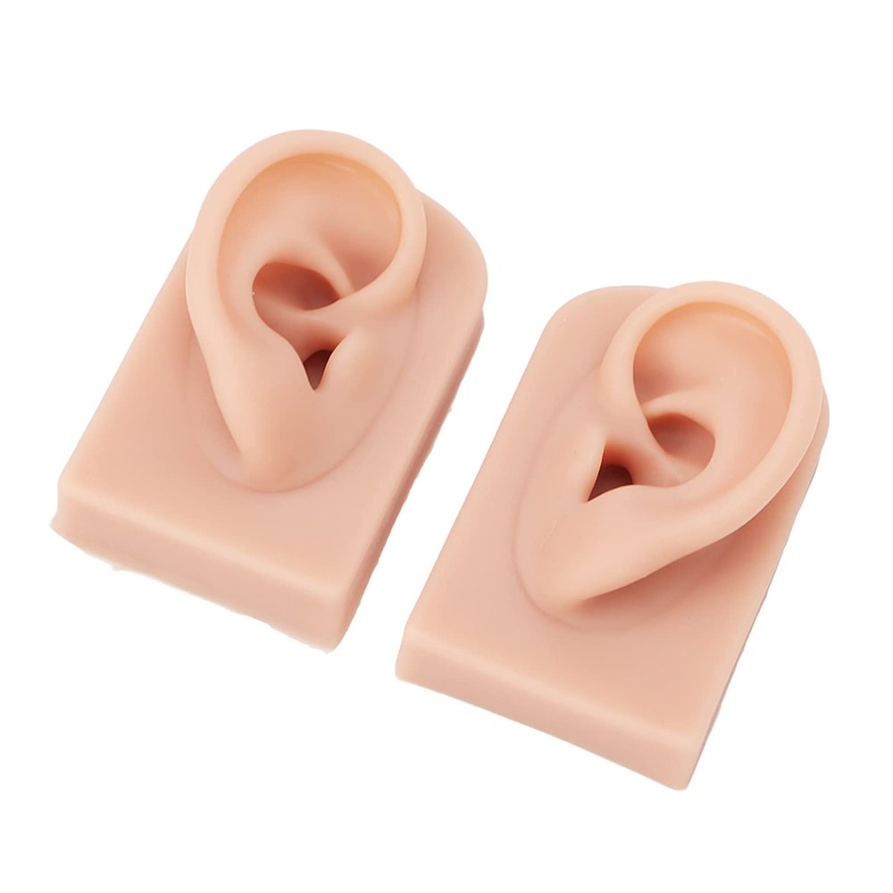 Aoaoy Silicone Ear Model, 1 Pair Flexible Soft Reusable Simulated Human Skin Silicone Piercing Model (2)