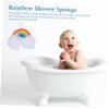 3pcs Colorful Exfoliating Bath Sponges for Boys and Girls Cartoon Rainbow Design Gentle Dead Skin Removal Sponge for Boy Delicate Skin view 4