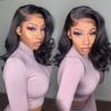 13X6 18inch 230%Density Natural Black Bob Wig Human Hair, Body Wave Wig Human Hair, Short Bob Lace Front Wigs Human Hair, Bob Wigs For Black Women, Pre Plucked With Baby Hair HD Transparent Lace view 1