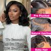 13X6 18inch 230%Density Natural Black Bob Wig Human Hair, Body Wave Wig Human Hair, Short Bob Lace Front Wigs Human Hair, Bob Wigs For Black Women, Pre Plucked With Baby Hair HD Transparent Lace view 3