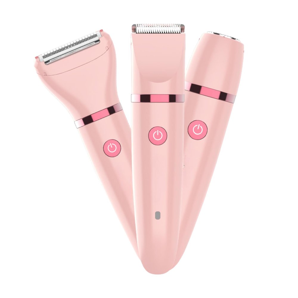 3-in-1 Bikini Trimmer for Women, Electric Razor Dry Use, Pubic Hair Trimmer & Facial Hair Remover, Womens Electric Shaver for Private Area, (Pink)