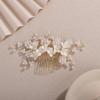 Rumtock White Flower Gold Hair Comb with Pearl Beads for Wedding Brides Women Hair Accessories Jewelry (Gold) view 1