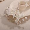 Rumtock White Flower Gold Hair Comb with Pearl Beads for Wedding Brides Women Hair Accessories Jewelry (Gold) view 4