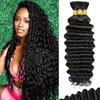 Afihond Human Braiding Hair For Boho Braids Deep Water Wave Bulk Human Hair for Braiding 12A Wet and Wavy Curly 100% Human Hair Extensions 3 Bundles 110g Natural Color 16inch view 1
