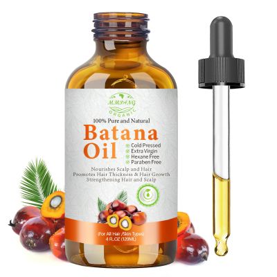 Batana Oil for Hair Growth Organic Raw Batana Hair Oil Natural Cold Pressed Pure Glass Bottle Oils to Thicken Brows, Repair Hair & Scalp, All Hair Types (4 fl oz) by MMPANG