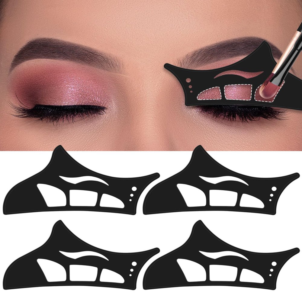 4PCS Reusable Eyeshadow Stencil Tool for Eyes, Cat Eyeliner Stencil Guide Eyeshadow Shield Eyeliner Wing Eyeshadow Makeup Hooded Eye Patches Auxiliary Tool,Black