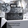FRENESSA Makeup Train Case Makeup Case 11.8 Inch Large Cosmetic Box Organizer Travel Storage Professional Make Up Train Carrying Case with 6 Trays Locking Hard Vanity Storage Dark Black view 2