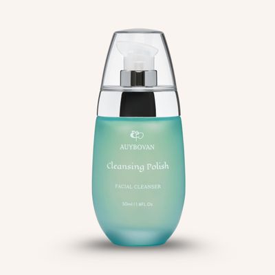 Auybovan's Acne Cleansing Polish for Face - Gentle Exfoliation, Deep Cleansing, Skin Refinement - Effective Natural Skin Care - Blue Pea Flower, Turmeric, Yellow Vine