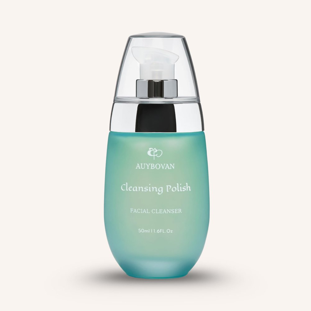 Auybovan's Acne Cleansing Polish for Face - Gentle Exfoliation, Deep Cleansing, Skin Refinement - Effective Natural Skin Care - Blue Pea Flower, Turmeric, Yellow Vine
