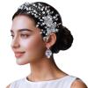 Silver Wedding Hair Comb With Crystal Flower Headpiece, 28 X 9.5 Cm, Alloy Design, Perfect For Bridal Or Party view 1