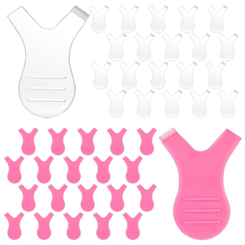 40 Pcs Y Lash Lift Tools Lash Lift Comb Y Shape Eyelash Brush Y Shape Lash Combs Eyelash Perming Brush for Lash Grafting Extension(Pink, Clear)