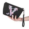 Wdktrgetd Bridesmaid Proposal Gift Initial Makeup Bag with Vegan Leather, Waterproof Design & Easy-to-Clean Surface Black V view 3