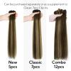 HOTBANANA Clip in Hair Extensions Real Human Hair, 5Pcs 70g 18 Inch Chocolate Brown Mixed Caramel Blonde Balayage Straight Remy Clip in Extensions view 3