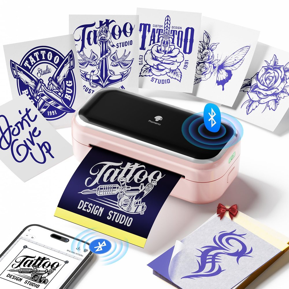 Phomemo TP31 Tattoo Stencil Printer, Mini Temporary Tattoo Maker with 30pcs Transfer Paper,Bluetooth Tattoo Machines Printers for Tattoo Beginners & Artists,DlY,Parties,Gifts,Pink