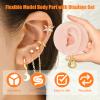 7pcs Soft Silicone Model Body Parts Display Set for Piericng, Body Part Model with Display Holder,Soft Fake Tongue Mouth Nose Eye Navel Ear 3D Model Training Tool Kit for Piercer (7PCS) view 2