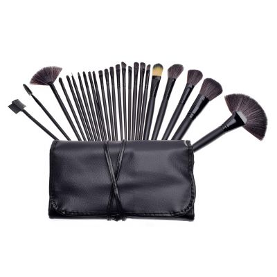 24PCs Full Face Professional Vegan Makeup Brush Gift Set Wooden Handle Cosmetics Brushes Face Eye Make up Brushes Kit (Black)