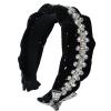WEISUYUUS Braided Headband for Women Rhinestones Beads Hairhoop High Skull Wide Headband Turban Hairband for Daily Formal Occasion view 1