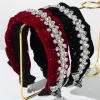 WEISUYUUS Braided Headband for Women Rhinestones Beads Hairhoop High Skull Wide Headband Turban Hairband for Daily Formal Occasion view 2