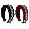 WEISUYUUS Braided Headband for Women Rhinestones Beads Hairhoop High Skull Wide Headband Turban Hairband for Daily Formal Occasion view 4
