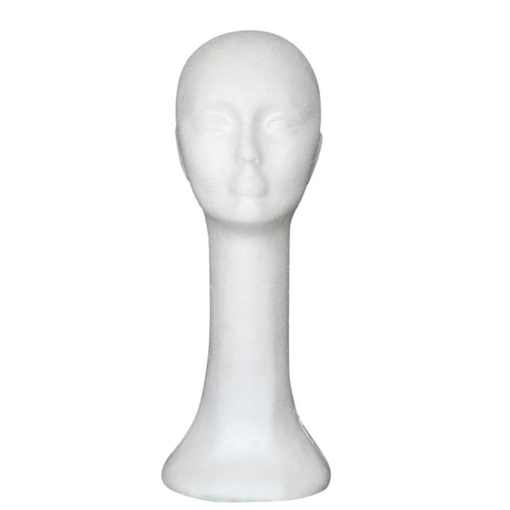 Solenvar Female Foam Mannequin Head with Long Neck for Wig Display, Styrofoam Head for Wigs, Durable Foam Wig Head for Wigs, Hats, and Glasses, Display Stand for Styling, Business Use, 46cm Height