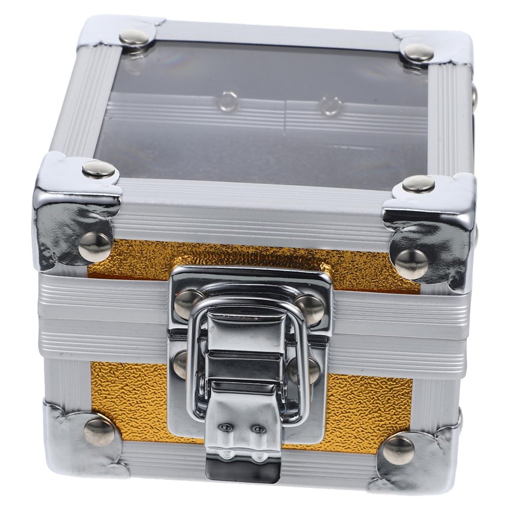 SOESFOUFU Metallic Nail Drill Bits Display Box Jewelry Trinket Box Manicure Supply Storage Case