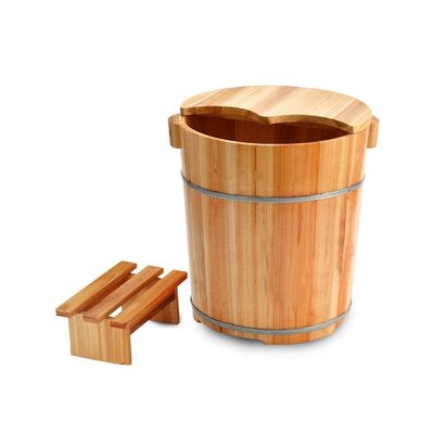 YHdtUO Wooden Barrel Foot Spa Foot Bath Spa Tub, Foot Tub for Soaking Feet, Foot Basin for Adults, Wood Bucket for Pedicure, Foot Soak Bucket, with Lid and Stool